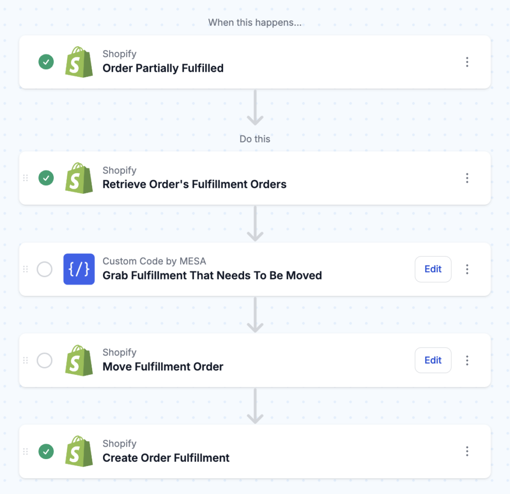 workflow steps: Auto-Fulfill Bundle Orders Placed From Shopify POS